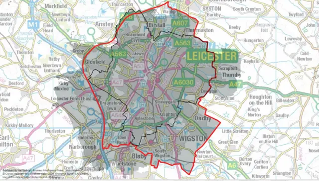 A map of the new Leicester boundaries