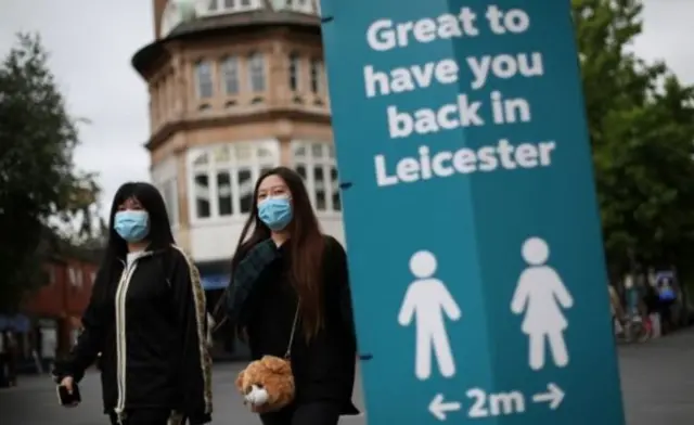 People walking in Leicester