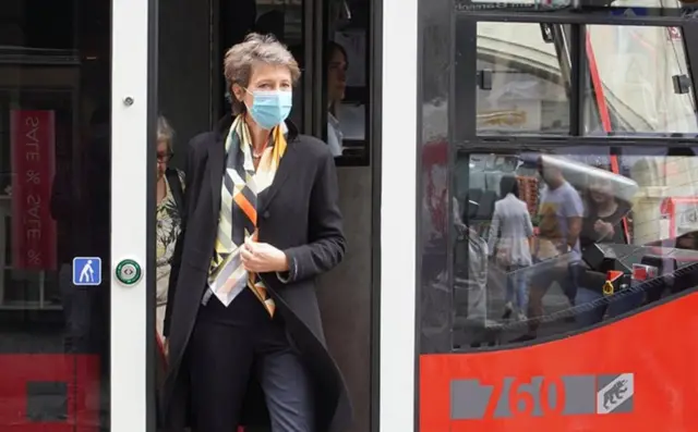 President Sommaruga on a Swiss tram, 29 Jun 20