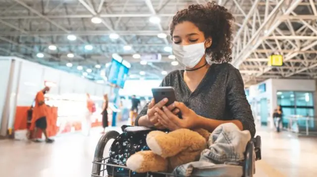 A woman at an airport