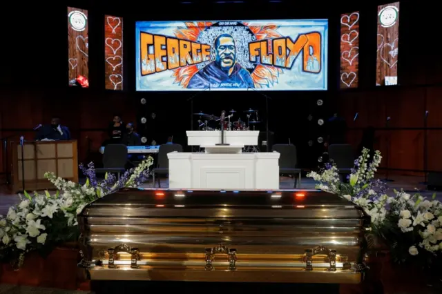 The remains of George Floyd await a memorial service in Minnesota, the first of three planned services