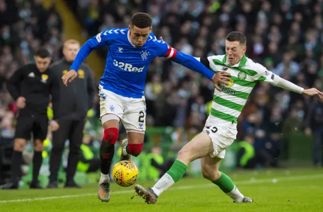 Rangers' James Tavernier and Celtic's Callum McGregor