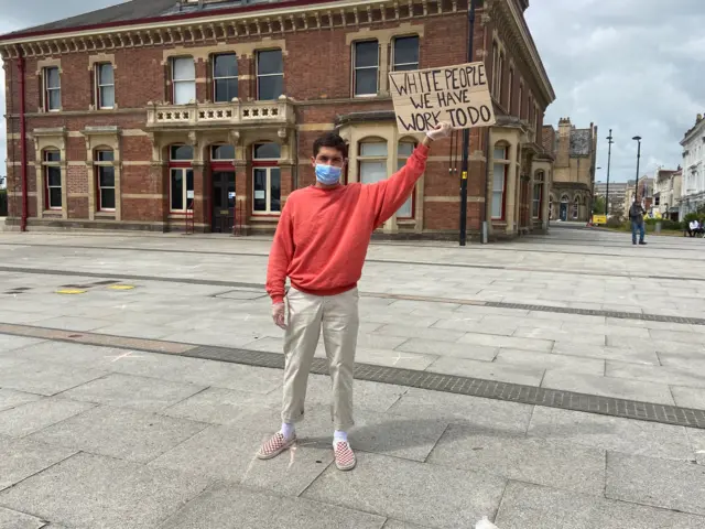 Protester in Barnstaple