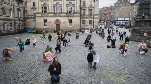 Protesters gathered in Edinburgh