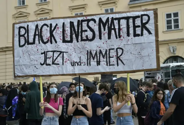 Protest in Vienna over the death in police custody in the US of George Floyd