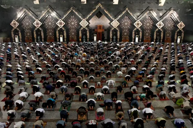 Friday prayers at At-Tin mosque in Jakarta