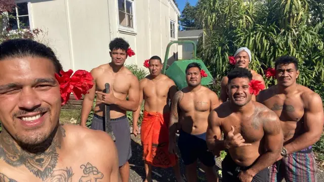 The Manuma Samoa rugby teammates at their compound in Auckland, New Zealand