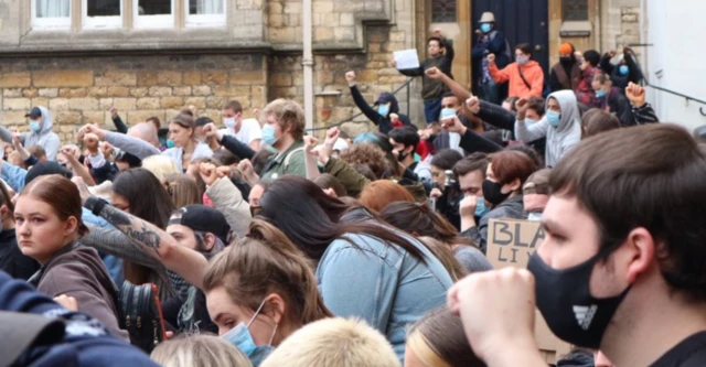 protestors in Lincoln