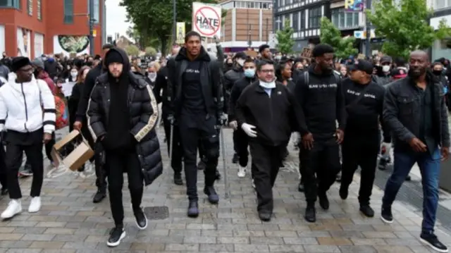 Anthony Joshua attends Black Lives Matter protest in Watford