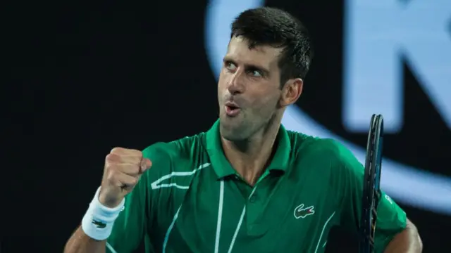 Novak Djokovic celebrates at the Australian Open