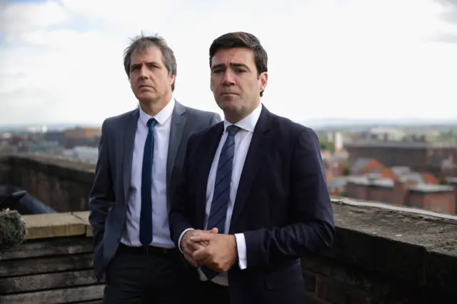 Liverpool City region mayor Steve Rotherham (left) and Greater Manchester's Andy Burnham (right)