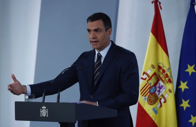 Spanish Prime Minister Pedro Sánchez addresses a press conference in Madrid, Spain, 7 June 2020