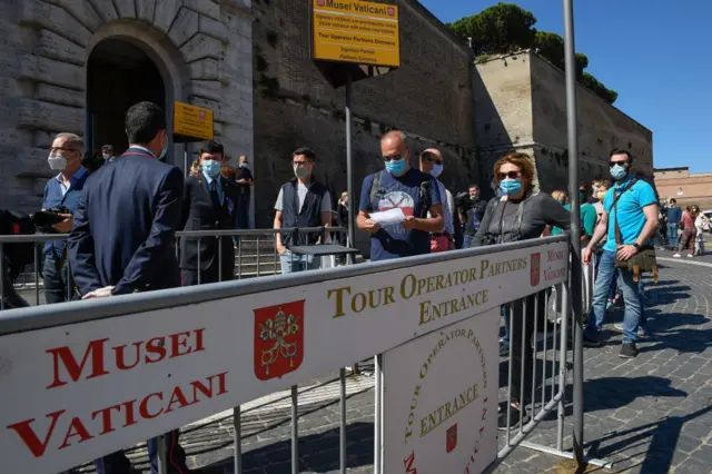 Queues for the Vatican museum in Italy