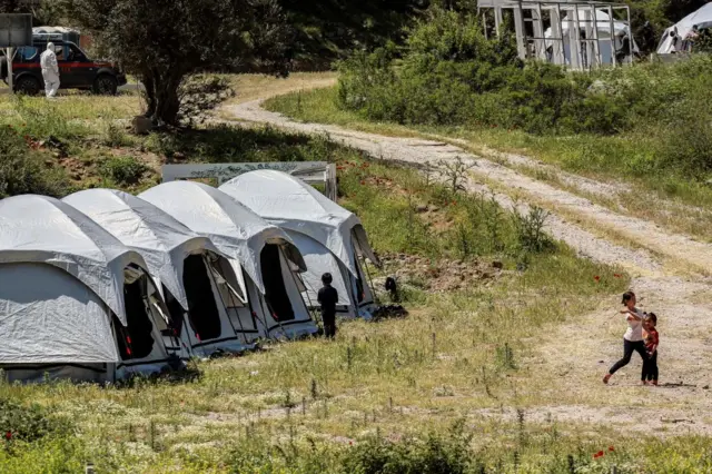 A migrant camp in Greece