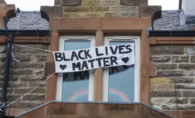 Residents of Portobello, Edinburgh, show solidarity with the BLM cause