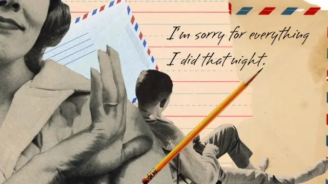 Letter graphic reading: "I'm sorry for everything I did that night."