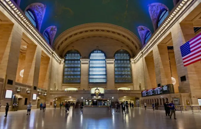 light Monday morning rush hour is seen at Grand Central Station on June 8, 2020 in New York City