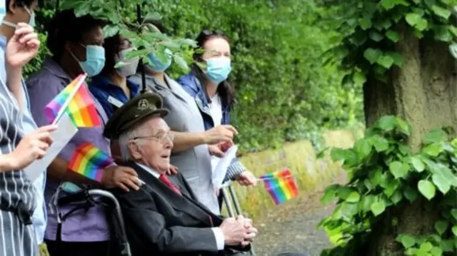 Eddie was able to see his family from a distance as he marked his birthday