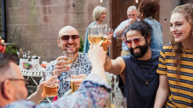 People in a beer garden