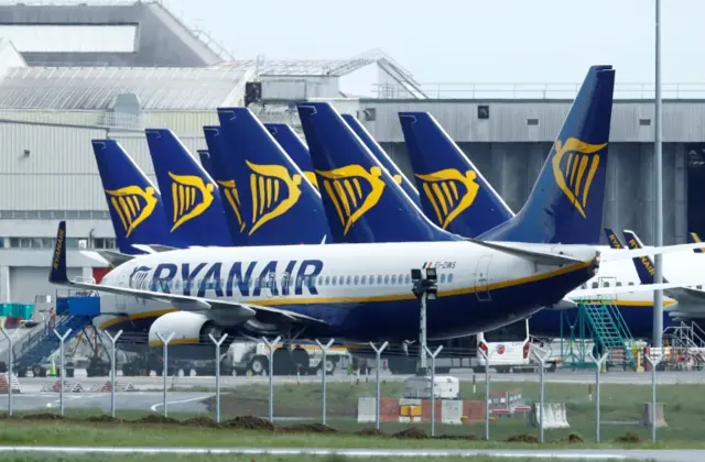 A Ryanair fleet at Dublin Airport