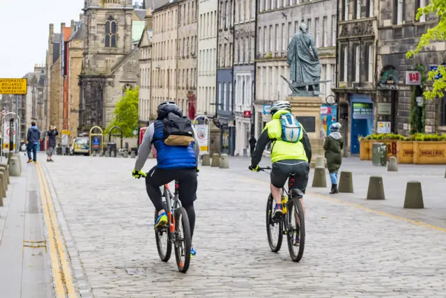 Cyclists in Edinburgh