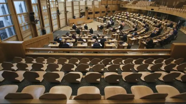 Holyrood's chamber observing distancing rules