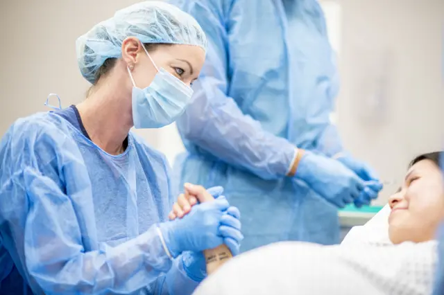 A pregnant woman in hospital