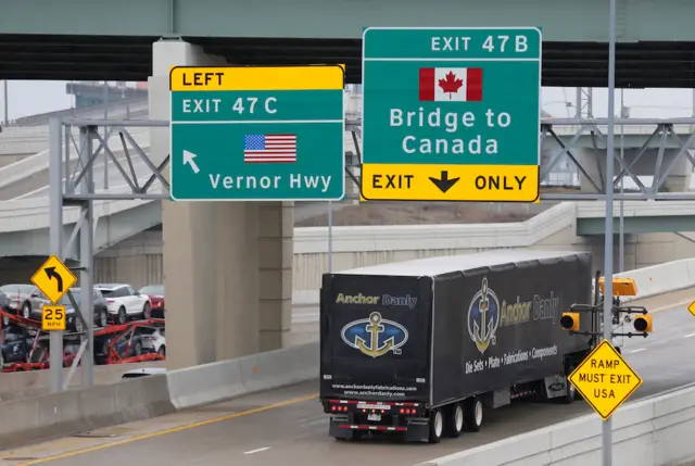 US-Canada border in Detroit, Michigan near Windsor, Ontario