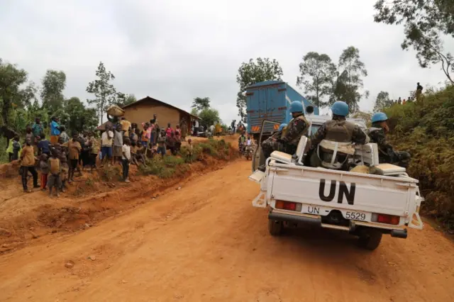 UN soldiers patrol violence-torn eastern DRC in March 2020