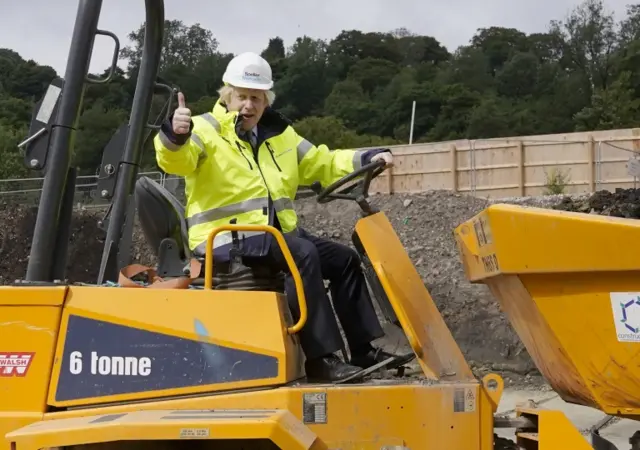 Boris Johnson visiting Black Country and Marches IoT construction site in Dudley, Britain