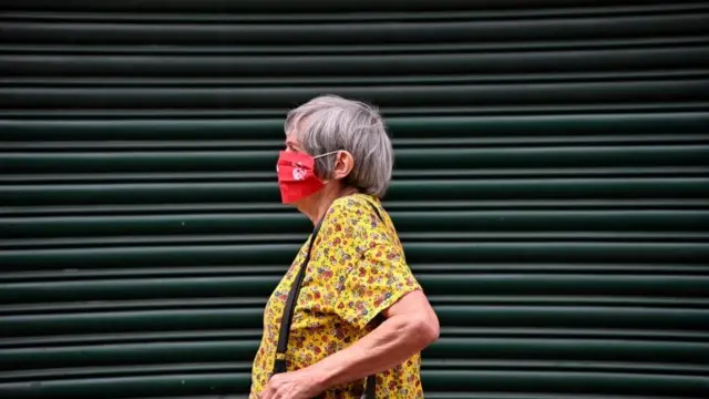 Woman wearing a face mask