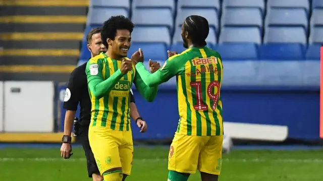 West Brom celebrate Matheus Pereira's second goal