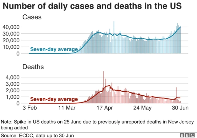 Daily deaths in the US graphic