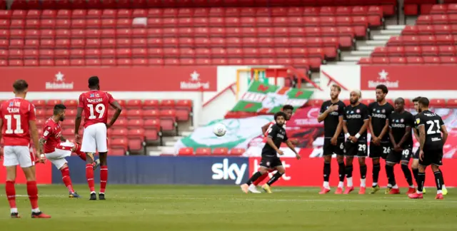 Tiago Silva scores with a free-kick