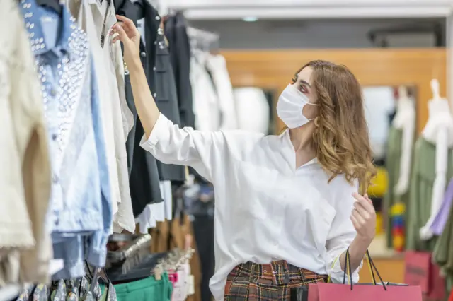 Shopper wearing mask