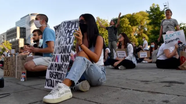 Protesters in Belgrade