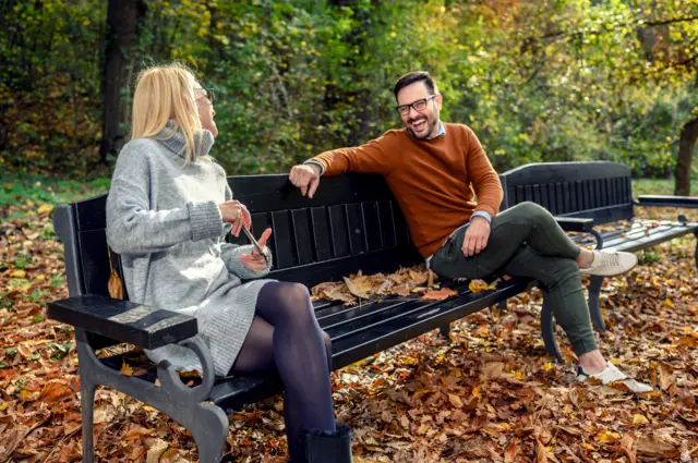 Friends on park bench