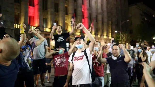 Serbian protesters in Belgrade