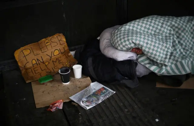 A homeless person in Westminster during lockdown in April