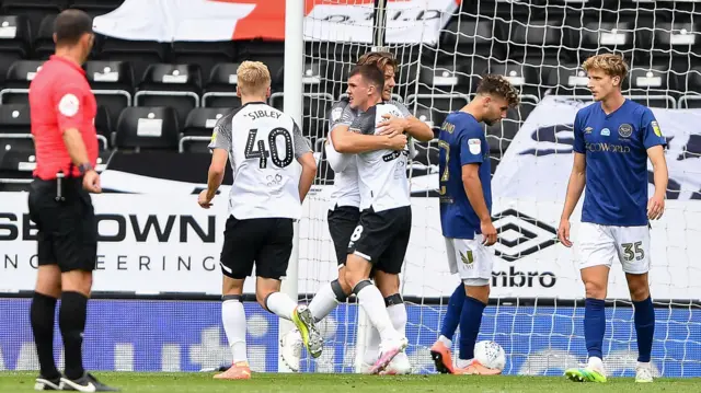 Derby celebrate their equaliser