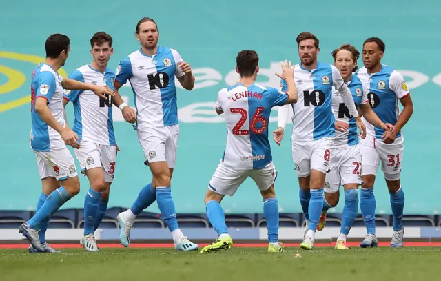 Blackburn celebrate their equaliser