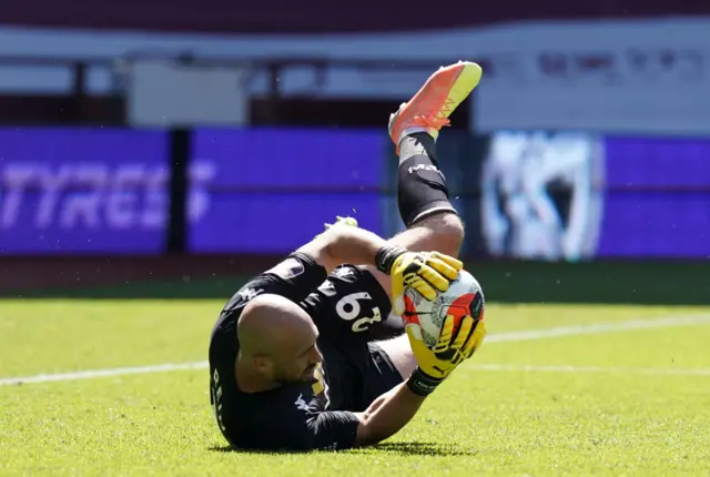 Pepe Reina of Aston Villa makes a save