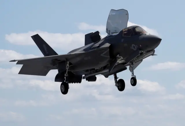 File photo of a US Lockheed Martin F-35B stealth fighter landing off Okinawa