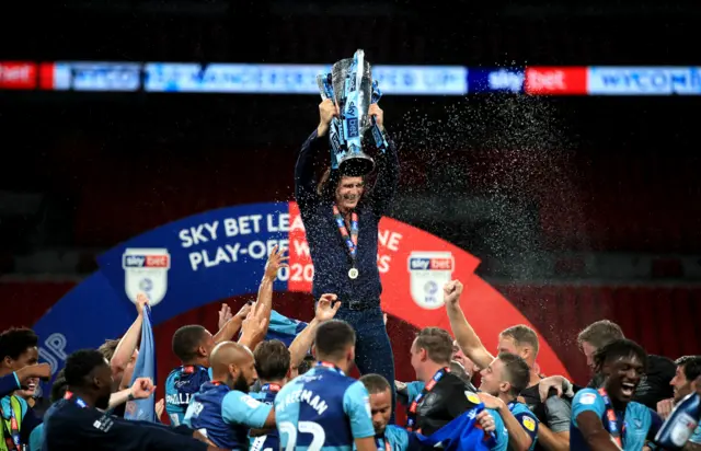 Wycombe lift the Leagie One play-off final trophy