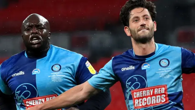 Joe Jacobson celebrates Wycombe's second goal