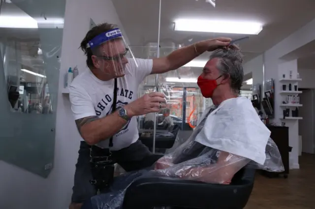 Scottish Labour leader Richard Leonard getting a haircut