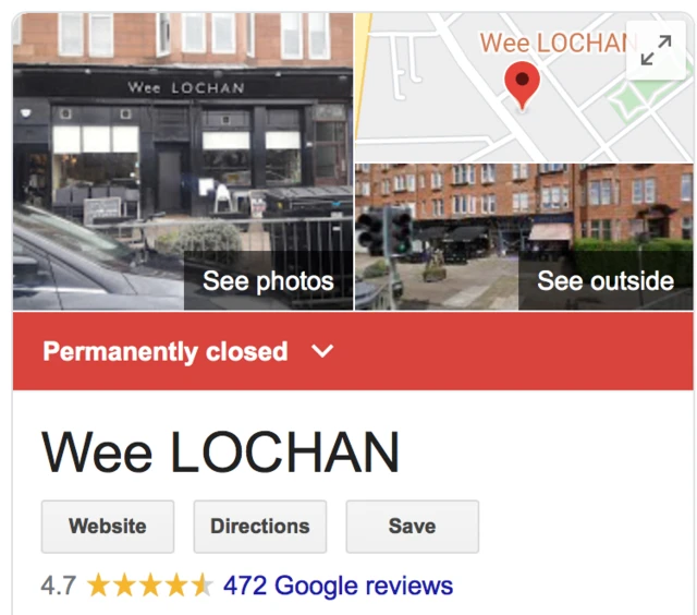 Wee Lochan listing on Google