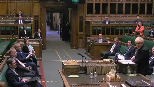 Ian Blackford listens to Boris Johnson in the Commons