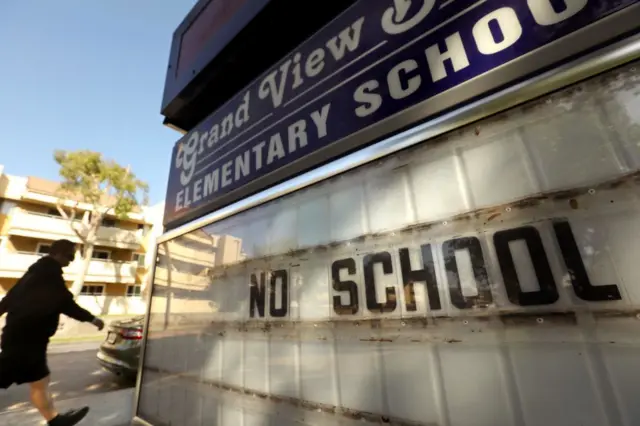 School sign reading "no school"