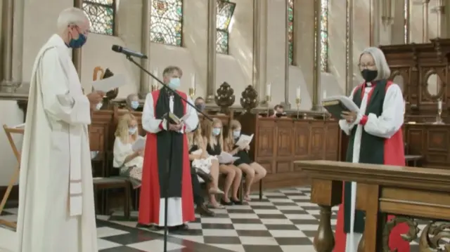 Reverend Ruth Bushyager and the Archbishop of Canterbury taken from the livestream